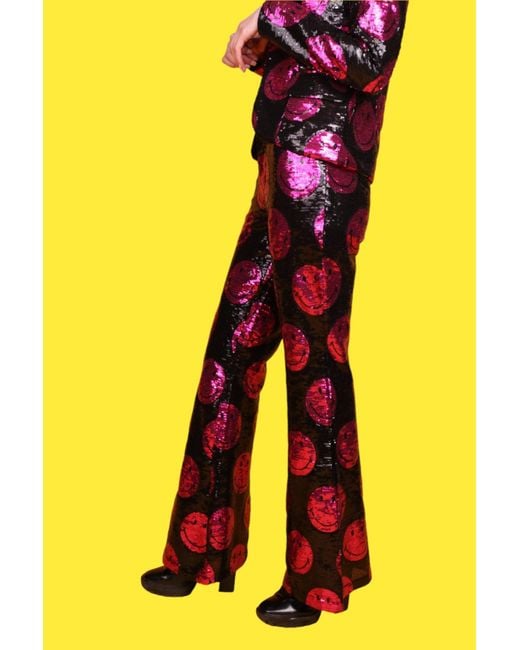 Any Old Iron Purple Smiley Sequin Trousers