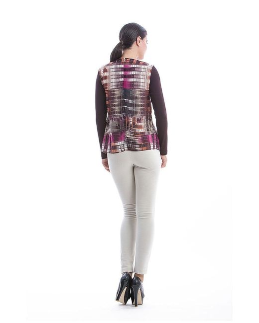 Conquista Red Print Long Sleeve Top