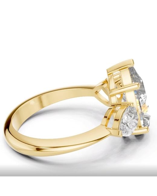 Aya Fine Jewelry White 4.00 Ct Pear Lab Grown Diamond Three Stone Engagement Ring