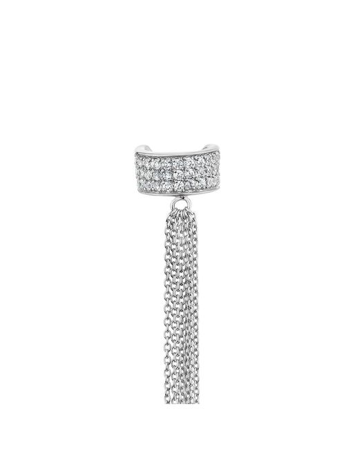 SALLY SKOUFIS White Destiny Chain Ear Cuff With Made Cz Diamond Stimulant