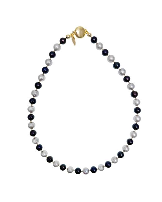 Farra Classic Gray And Black Natural Freshwater Pearls Necklace
