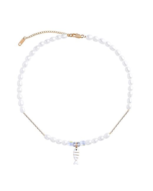 My Little Nature Metallic Freshwater Pearls Necklace With Sardine