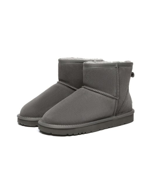 EverAu Australia Gray Ostrich Leather Short Boots