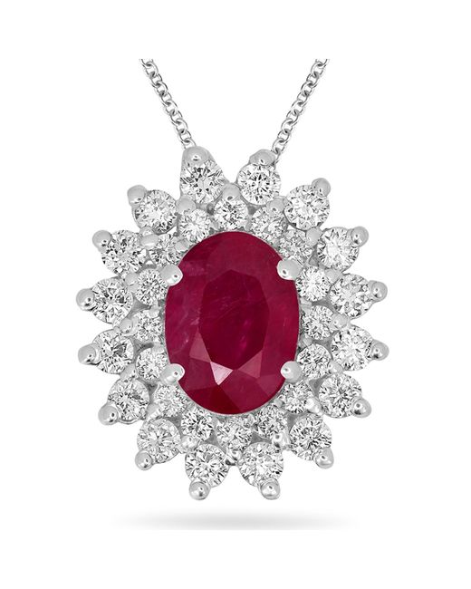 Artisan Red Ruby & Diamond Oval Pendant