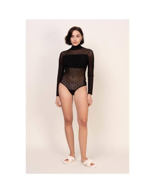 Oh!Zuza Black Sheer Bodysuit With Turtleneck