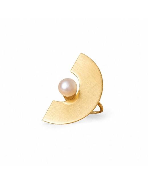 Silver Moon Metallic Moonlit Reverie-Plated Sterling Pearl Ring