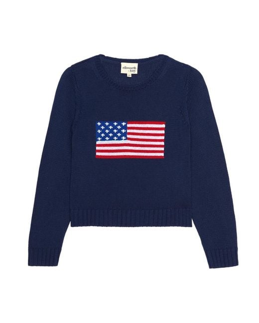 Ellsworth & Ivey Blue American Flag Fashion Crewneck Sweater