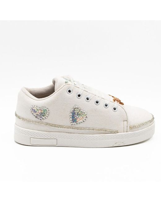 Rettrose White Raelynn Luxury Canvas Handmade Embellished Tennis Shoe