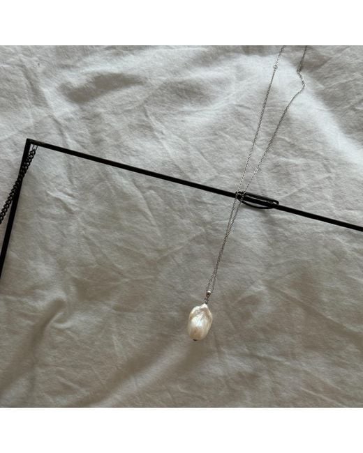 Pearl Code Metallic Iconic Pendant-Filled Chain Necklace With Freshwater Baroque Pearl