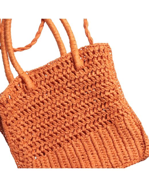 2KStyle Orange Tamuna Small Woven Raffia Tote Bag