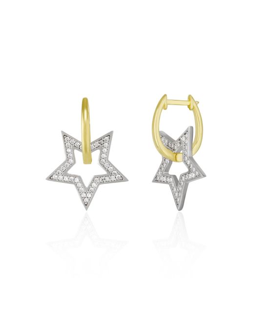 Spero London Metallic Sterling Star Hoop Earring