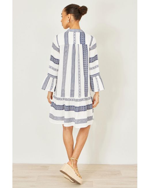 Yumi' Blue Cotton Stripe Tunic