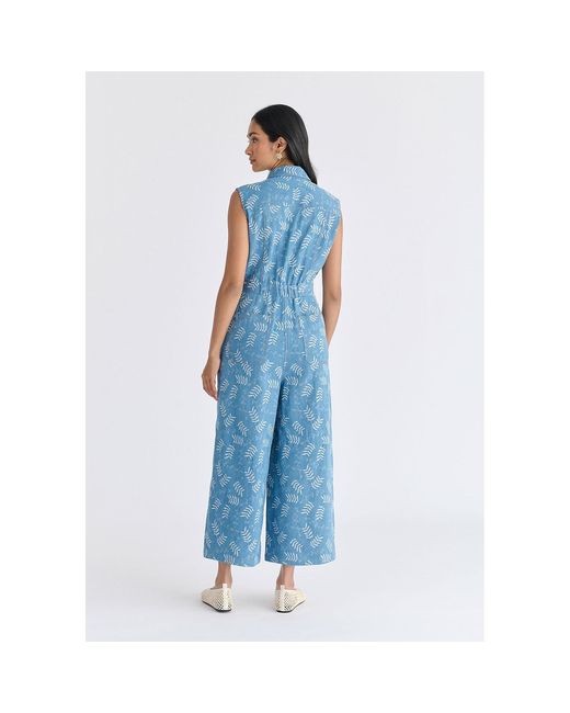 Paisie Blue Wide Leg Denim Jumpsuits