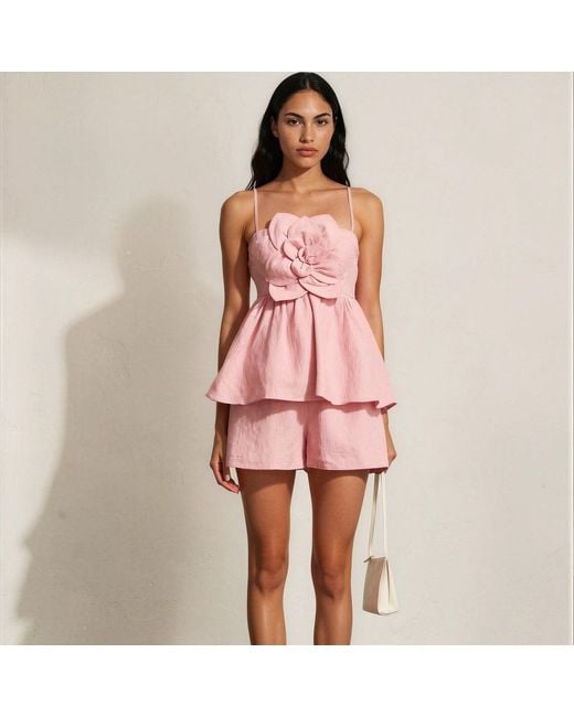 Yumi Kim Pink Piko Linen Short
