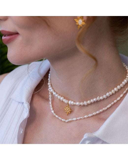 LINYA JEWELLERY Metallic North Star Pearl Necklace