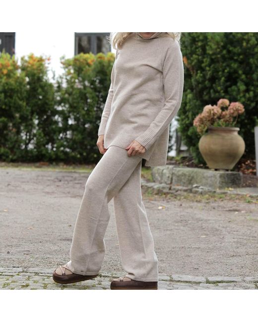 tirillm Gray Neutrals Andrea Merino Wool Loose Fitted Trouser- Melange