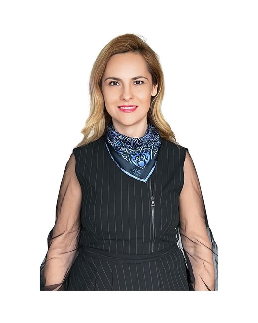 Ralufineart Blue Silk Neckerchief Asymmetric