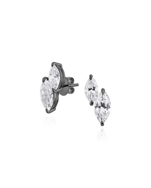 SALLY SKOUFIS Metallic Renaissance Stud Earrings With Made Cz Diamond Stimulant