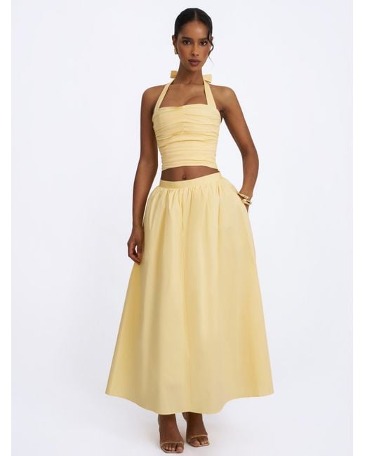 Miss Circle New York White Wina Lemon Cotton Poplin Low-Waisted Maxi Skirt