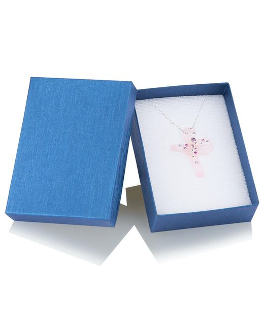 Gold & Honey Multicolor Pink Bubble Cross With Swarovski Crystals