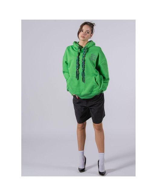 While We're Awake Green Dark Braid On Braid Hoodie