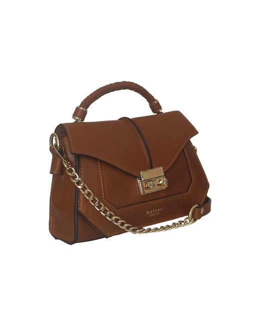 BELYSA Brown Flore, Cognac Leather Shoulder Bag