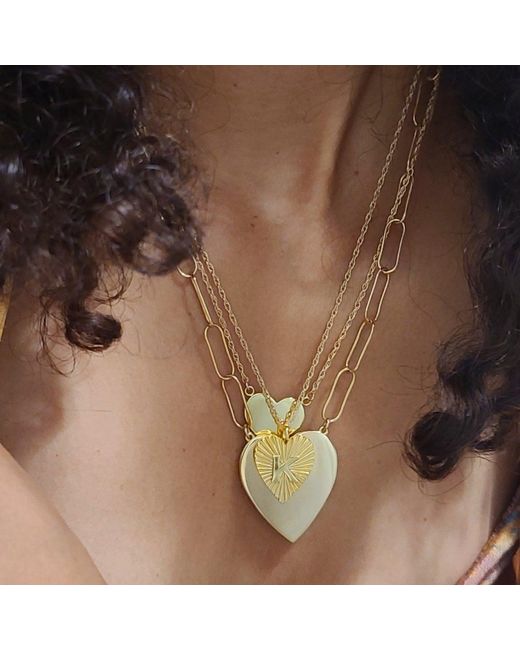 Kris Nations Natural Large Heart Pendant On Large Link Chain Filled