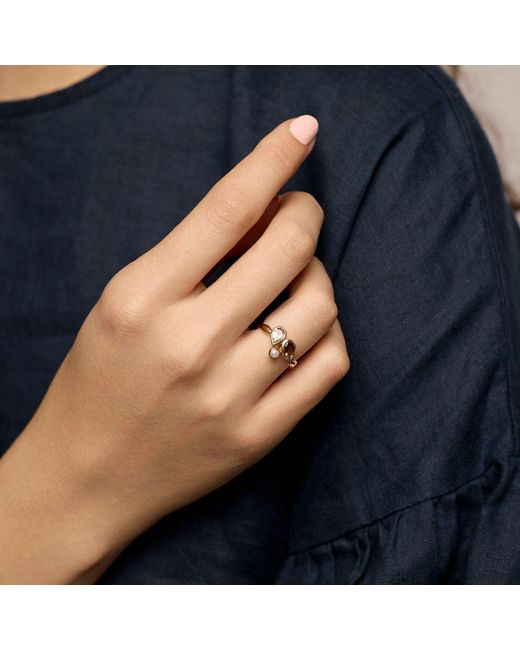 Isla Silver Metallic Smoky Quartz, Amethyst & Pearl Ring