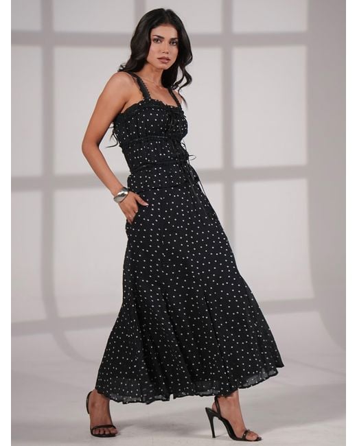 Rose & Nancy Blue Marcia Polka Cami Midi Dress
