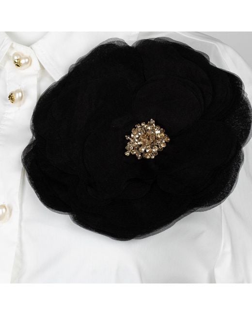 House of Laines London White Laines Couture Tie Shirt With Corsage
