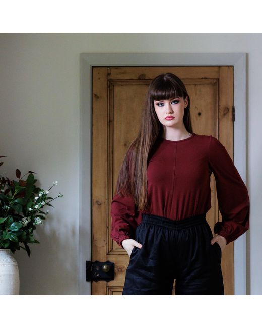 Frock Tales Black Guru Flared Top With Blouson Sleeves