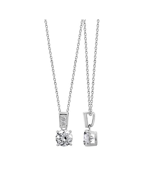 Diamonbliss Metallic Embellished With Swarovski Plated Round Cut Solitaire Drop Pendant Necklace One And Halft Carat