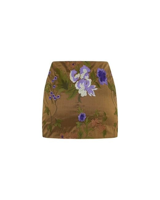 Maison sél Green Embroidered Mini Skirt