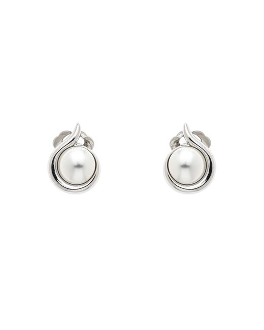 Emma Holland Jewellery Metallic Platinum & Pearl Curl Clip Earrings
