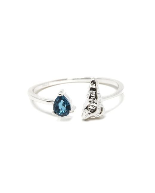 NASI SILVER Blue Shell Sedef Ring- Topaz