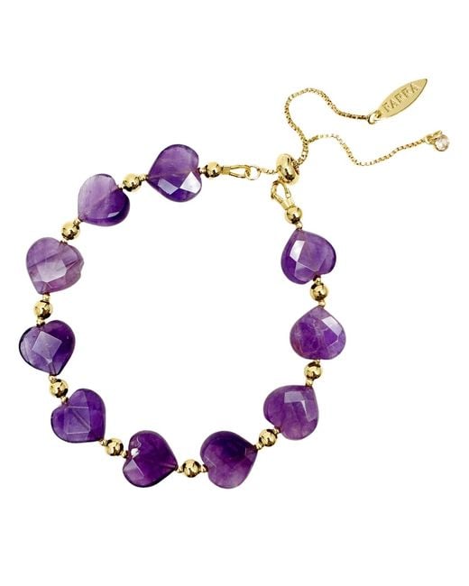 Farra Purple Heart-Shaped Amethyst Adjustable Bracelet