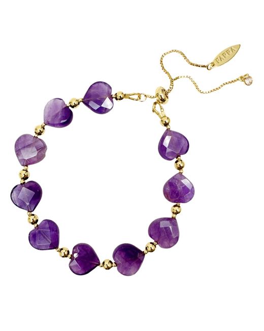 Farra Purple Heart-shaped Amethyst Adjustable Bracelet
