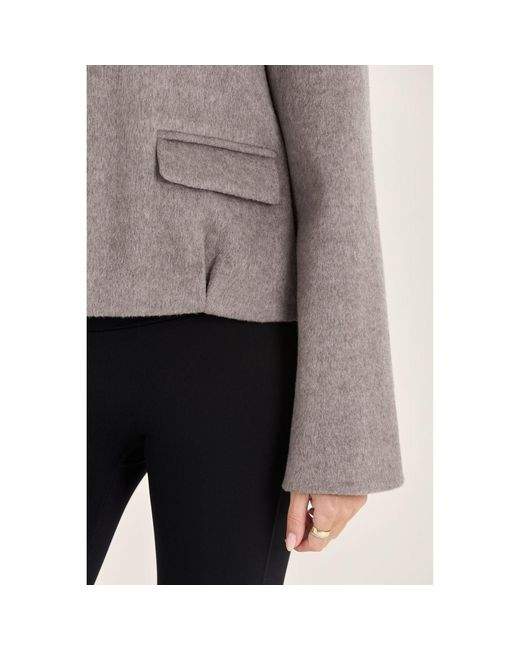 Loom Archives Gray Wool Blend Collared Zip Up Jacket