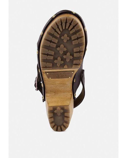 Rag & Co Brown Alona Slingback High Block Heeled Clogs