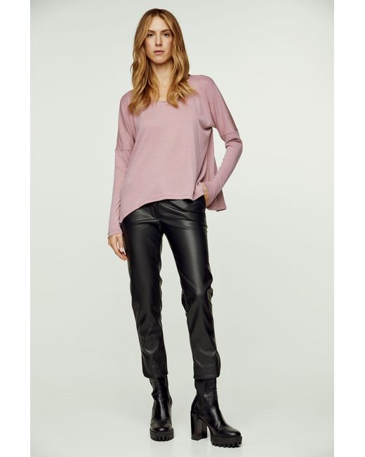 Conquista Pink Knit Handkerchief Hem Top