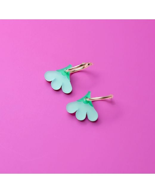 By Chavelli Green Acrylic Baby Daisy Hoop Earrings