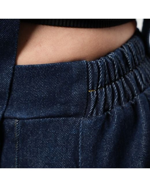 Metamorph Blue Full-Length Wide-Leg Dark Denim Pants
