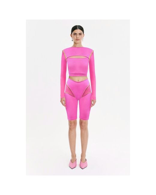 Monosuit Pink Croptop Erratic Long Sleeves