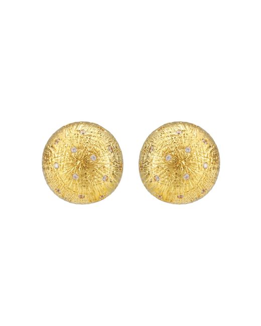 Onewildone Yellow Delusional Optimism Vintage Textured Large Round Crystal Dome Earrings