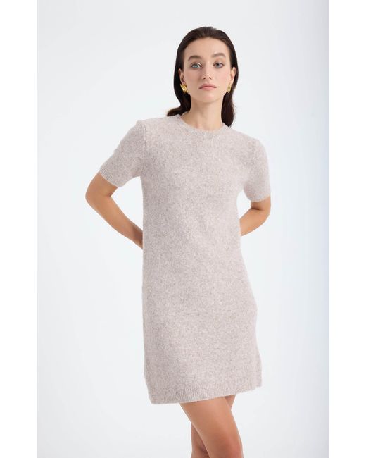 Monlicia Natural Neutrals Rune Short Sleeve Knit Dress – Taupe