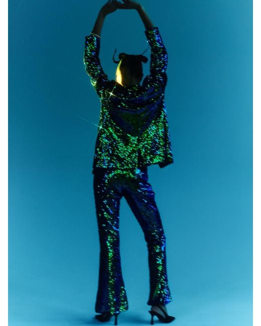Sour Figs Green Iridescent Sequin Blazer
