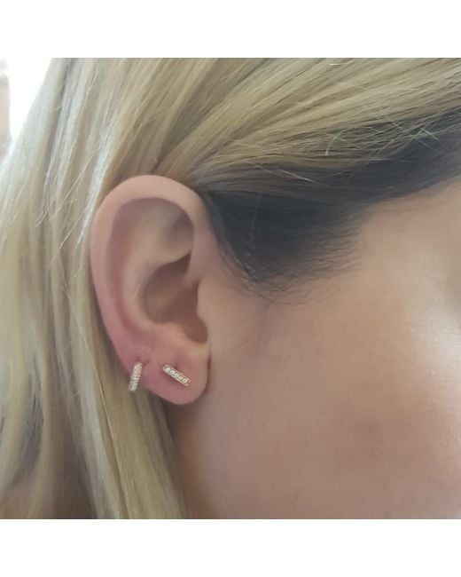 Ecce | Artisan Diamonds Metallic Single 14K Diamond Tiny Hoop Earring