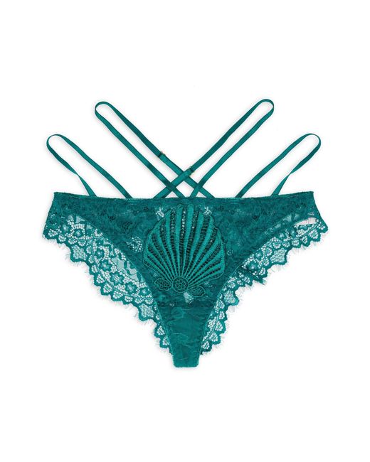 Empress Mimi Green Venus Lace Ouvert Panty With Shell Detail