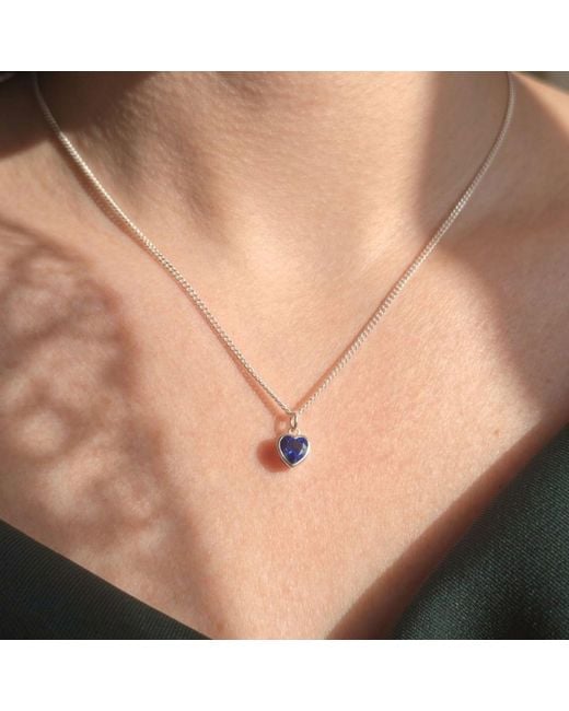 Harfi Blue Mini Heart Sapphire September Birthstone Necklace