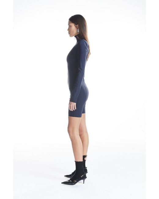 No'design Blue Zip-Up Short Jumpsuit